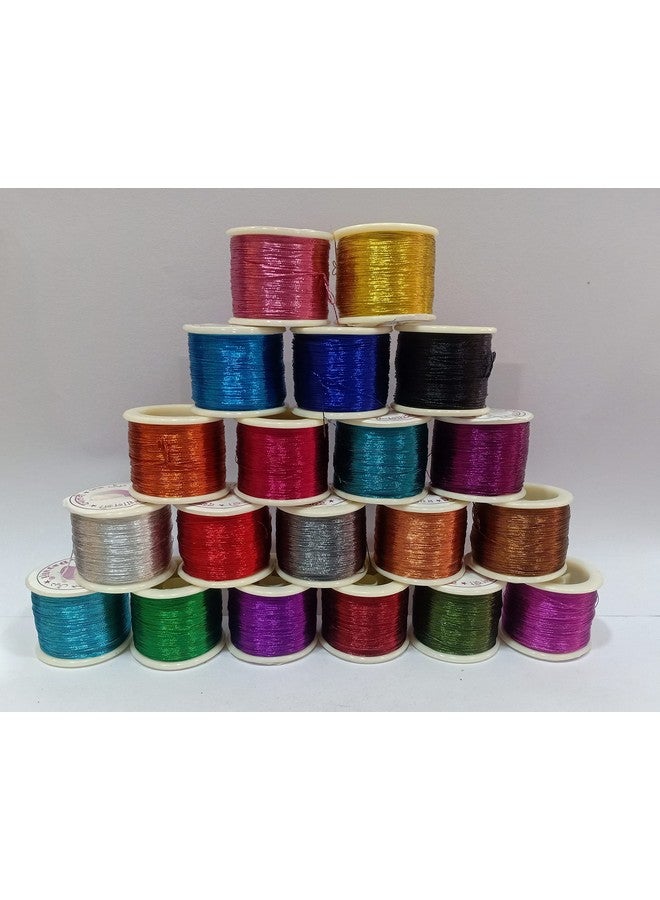 Unikart Premium Dayalji Multicoloured Zari Thread Pack of 20pcs for Aari/Maggam Embroidery, Art & Craft Work, Jewellery & Bangles Making Thread & DIY Kit. - Image 2