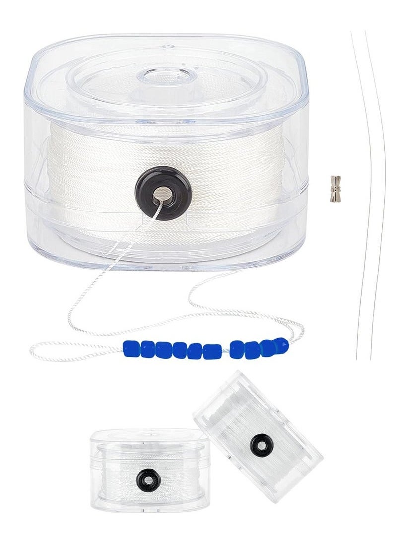 Captaintech Pack 0.6mm Bracelet Strings with Organizing Case 87 Yards Beading String Seed Bead Thread Sewing String with Leading Wire for Leather Stitching Beading Jewelry Bracelets Making - White  - Image 1