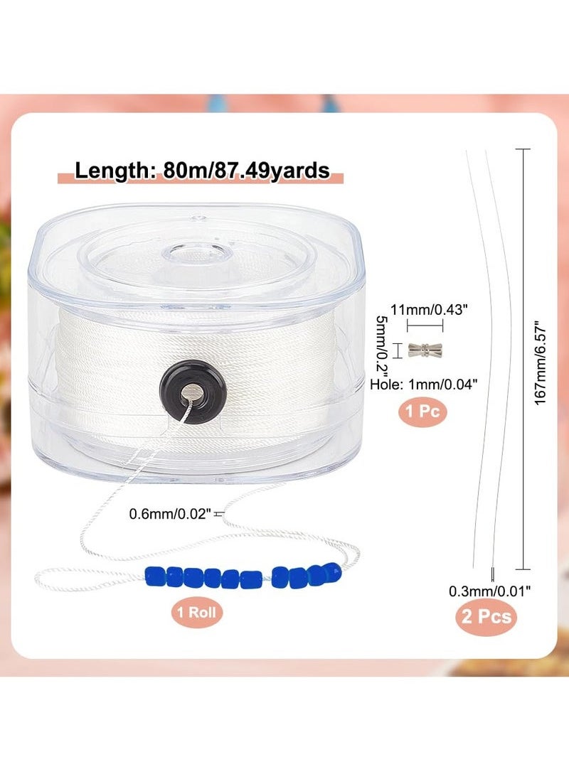 Captaintech Pack 0.6mm Bracelet Strings with Organizing Case 87 Yards Beading String Seed Bead Thread Sewing String with Leading Wire for Leather Stitching Beading Jewelry Bracelets Making - White  - Image 3