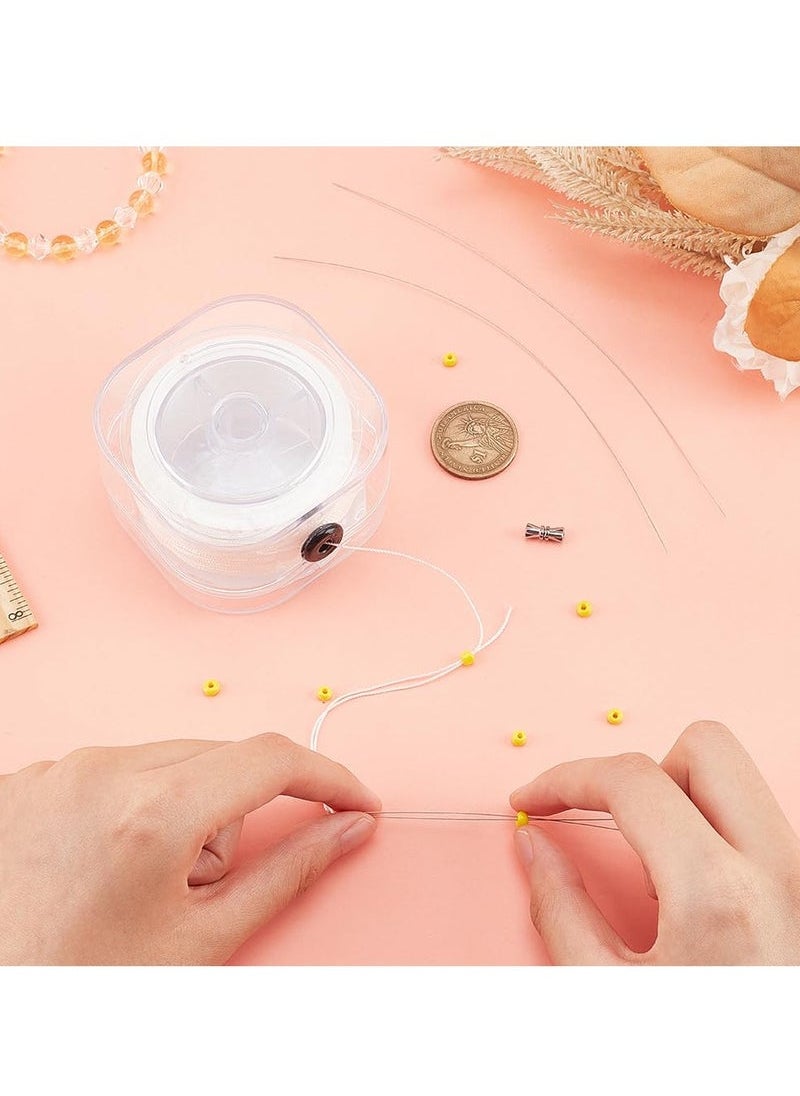 Captaintech Pack 0.6mm Bracelet Strings with Organizing Case 87 Yards Beading String Seed Bead Thread Sewing String with Leading Wire for Leather Stitching Beading Jewelry Bracelets Making - White  - Image 4