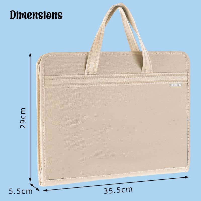 FunBlast محفظة ملفات بحجم A3 مع قفل سحاب - حقيبة تخزين ملفات بـ 12 جيب، حقيبة تنظيم ملفات السفر، حامل ملفات الفنانين/الشهادات (خوخي) - Image 3