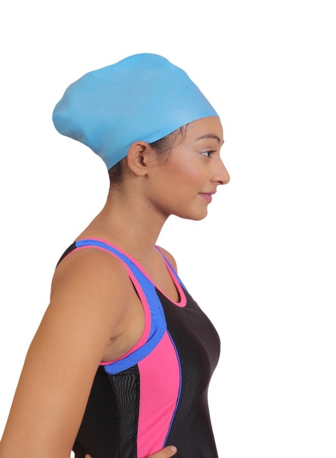 AASHRAY Latest Designed AMBUDA Shape Swim Cap for Long Hair,Waterproof Silicone Swimming Cap for Girl's and Women's (Plain) - Image 1
