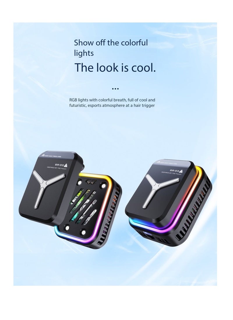 Magnetic Phone Radiator Semiconductor Quick Cooling Fan – RGB Light | Gaming, Tiktok Live Streaming Cooler | Portable Universal for iPhone Android（Black）  - Image 4