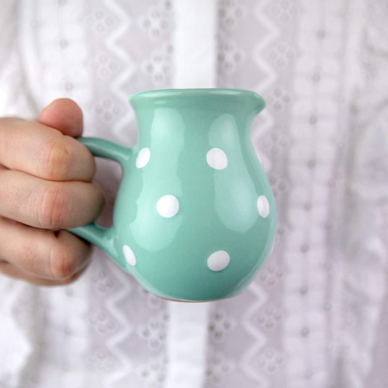 City to Cottage Handmade Teal Blue and White Polka Dot Small 150ml5oz Ceramic Creamer Milk Jug Pourer Pitcher Jug Pottery Housewarming Gift for Tea Coffee Lovers by City to Cottage 