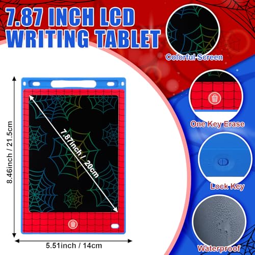Nezyo 12 Pack Large Spider Party Favors LCD Writing Tablet 85 Inch Red Blue Spider Web Drawing Tablet Erasable Reusable Electronic Drawing Pads for Birthday Supplies Gift Goodie Bags Stuffer - Image 5