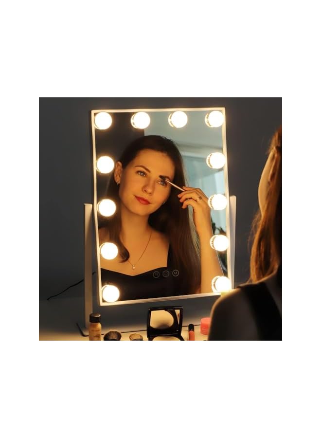 The Bros Vanity Mirror with 12 Dimmable LED Lights, 3 Color Modes, 360° Rotating and Smart Touch Control Screen & 360 Degree Rotation Makeup Mirror for Dressing Table, Sliver - Image 5