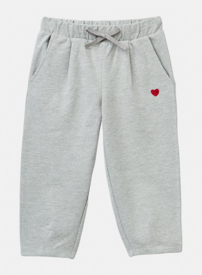 Girls Slim Fit Joggers With Embroidery