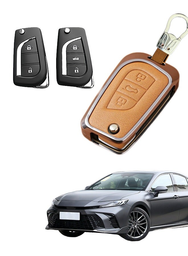 Generic Key case, suitable for Toyota folding keys, the first layer of cowhide material, anti-fall, wear-resistant, all-inclusive design, multi-layer protection is safer, and the restored key feels goodcar.  - Image 1