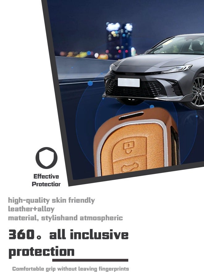 Key case, suitable for Toyota folding keys, the first layer of cowhide material, anti-fall, wear-resistant, all-inclusive design, multi-layer protection is safer, and the restored key feels goodcar. - Image 4