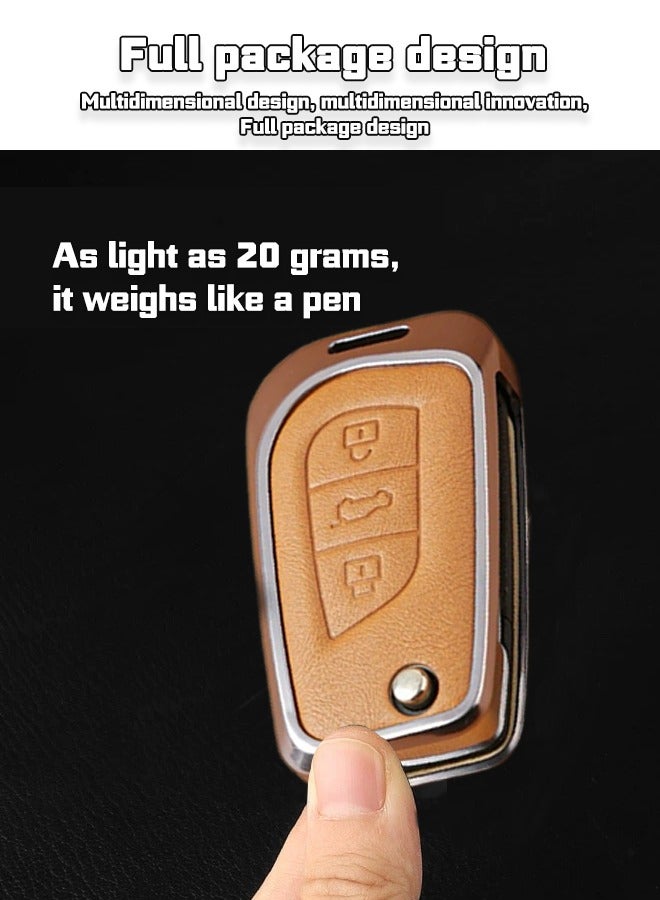 Key case, suitable for Toyota folding keys, the first layer of cowhide material, anti-fall, wear-resistant, all-inclusive design, multi-layer protection is safer, and the restored key feels goodcar. - Image 3