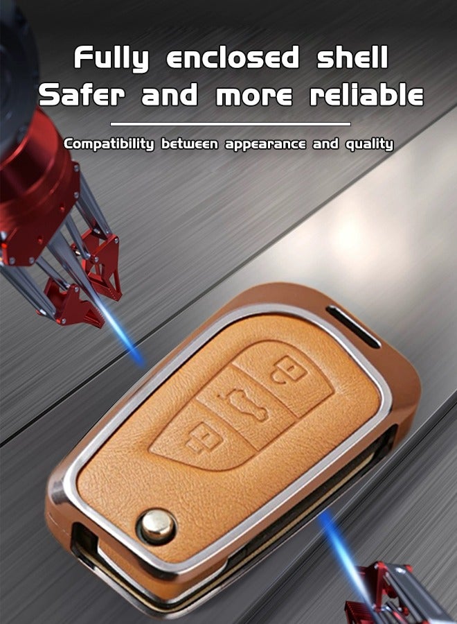 Key case, suitable for Toyota folding keys, the first layer of cowhide material, anti-fall, wear-resistant, all-inclusive design, multi-layer protection is safer, and the restored key feels goodcar. - Image 2