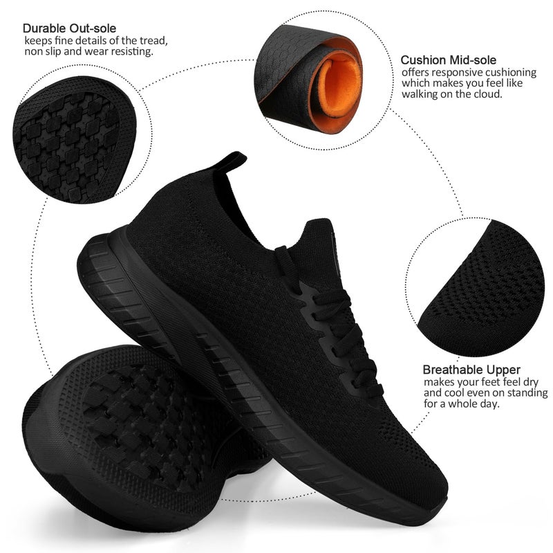Puweco Mens Slip on Walking Shoes Non Slip Tennis Shoes Lightweight Gym Sneakers All Black Size 11 - Image 4