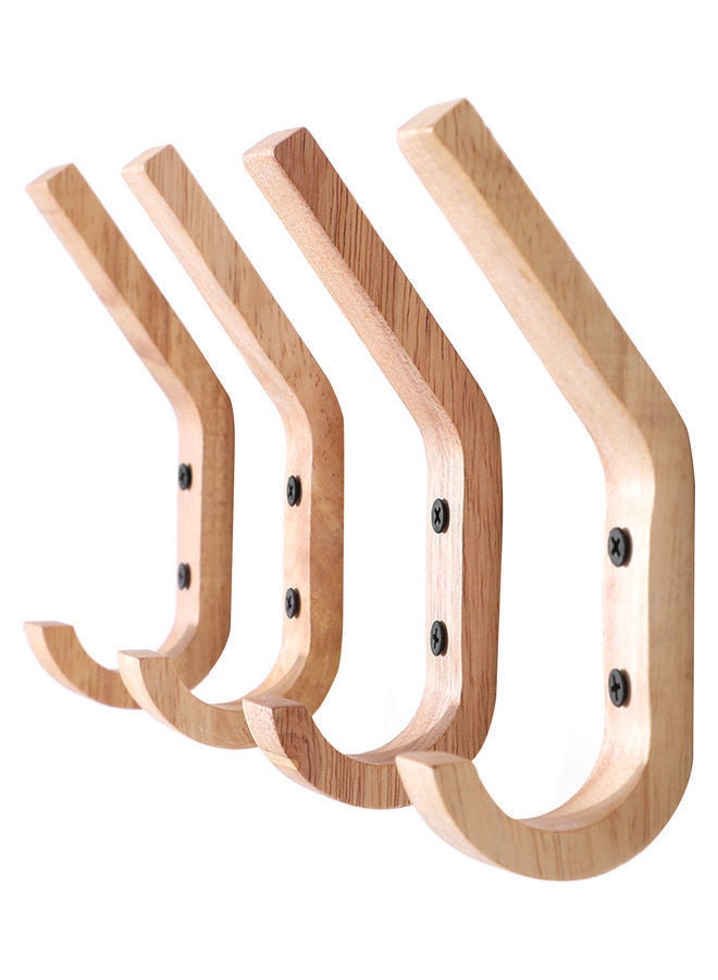 NIBEMINENT 4-Piece Sturdy Unique Shape Wood Household Clothes Hanger Beige - Image 1