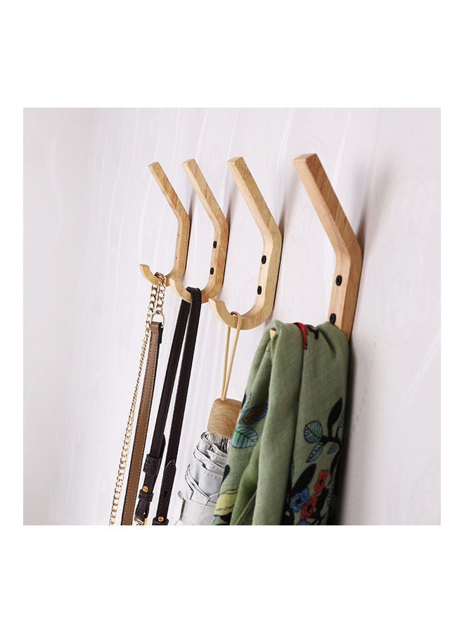 NIBEMINENT 4-Piece Sturdy Unique Shape Wood Household Clothes Hanger Beige - Image 3