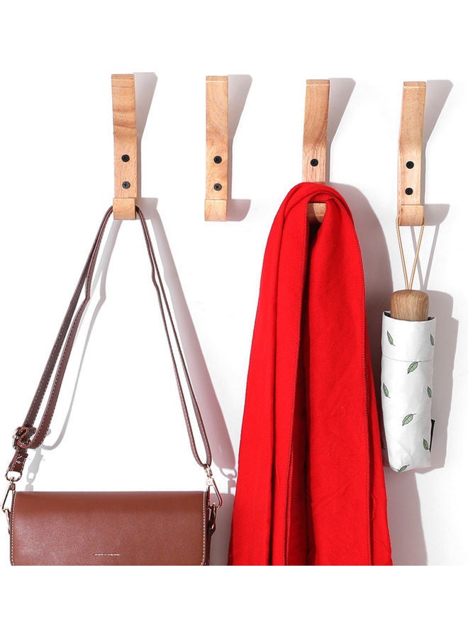 NIBEMINENT 4-Piece Sturdy Unique Shape Wood Household Clothes Hanger Beige - Image 4