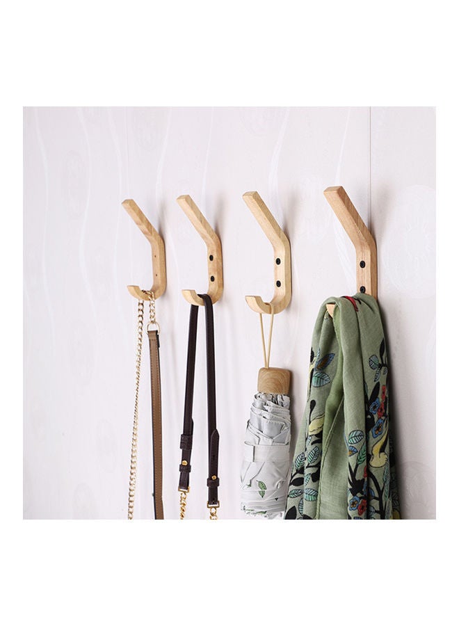 NIBEMINENT 4-Piece Sturdy Unique Shape Wood Household Clothes Hanger Beige - Image 2