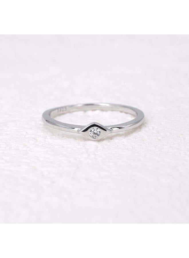 Lemon Grass Sterling Silver Evil Eye Dainty Ring, Gold Plated,White,Gold,Sterling Silver, Cubic Zirconia - Image 4