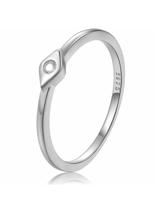 Lemon Grass Sterling Silver Evil Eye Dainty Ring, Gold Plated,White,Gold,Sterling Silver, Cubic Zirconia - Image 1