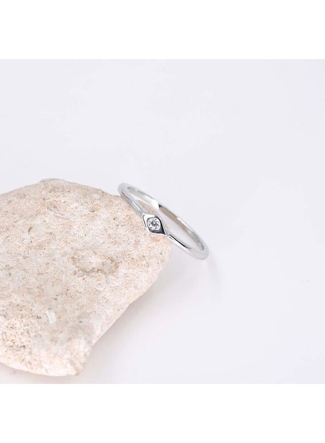 Lemon Grass Sterling Silver Evil Eye Dainty Ring, Gold Plated,White,Gold,Sterling Silver, Cubic Zirconia - Image 5