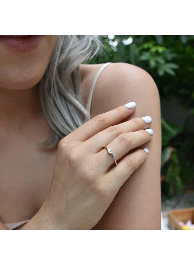 Lemon Grass Sterling Silver Evil Eye Dainty Ring, Gold Plated,White,Gold,Sterling Silver, Cubic Zirconia - Image 3