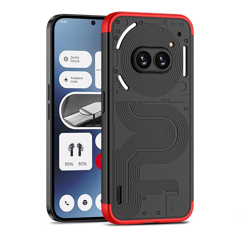 SPAZY CASE®Nothing Phone 2a / 2a Plus 5G Back Cover | Full Body 3 in 1 Slim Fit 360 Degree Protection Hybrid Hard Bumper Back Case Cover forNothing Phone 2A / 2A Plus 5G - Black & Red - Image 1