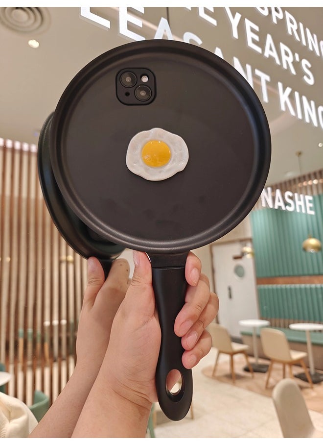 ShebSheb - Frying Pan Phone Case for iPhone 15,Creative Cute High Imitation Spoof Fun Fried Egg Silicone Phone Case - Image 1