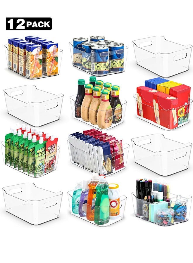 YelaJoy Clear Plastic Storage Bins, Set of 12, Multi-Use Organization and Storage Containers for Pantry, Cabinet, Refrigerator, Freezer, Bathroom, Organizer Bins for Home & Kitchen ﻿  - Image 1