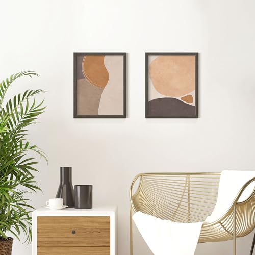 Fisnish 11x14 Picture Frame, Solid Wooden Picture Frames, Display 11x14 Photos without Mat, Horizontal or Vertical Wall Mounting, Smoked Wood Grain, 1 Pack - Image 2