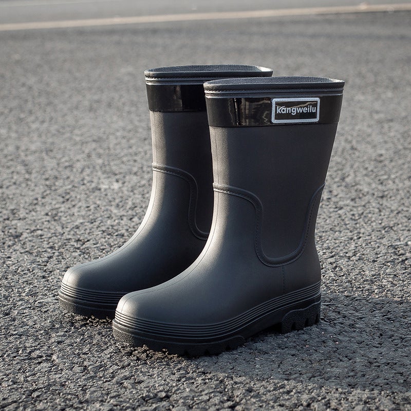 Women's PVC Waterproof Rain Boots with Textured Sole