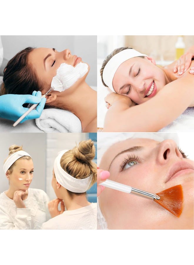 LAPOHI 4 Pack Adjustable Towel Headbands for Washing Face with 4 Pieces Fan Brushes, Facial Mask Brush and Spa Facial Headbands for Women and Grils Skincare Headband for Facial Esthetician Supplies - Image 5