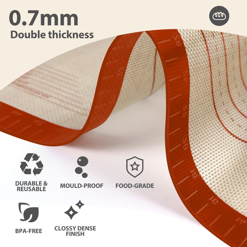 Dwavele Pastry Mat, 0.7mm Extra Thick 36 x 24 Inches Large Non Stick Silicone Baking Pad, Pie Crust Rolling Supplies for Making Christmas Cookies Bread, Easy to Clean - Image 3