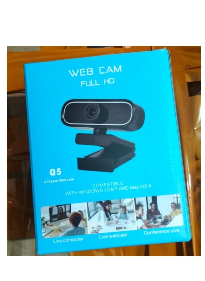 Generic - Q5 Full HD Webcam 1080p /30fps - 2.1MP , Wide-Angle Built-in Dual Noise Reduction Microphone , Plug and Play ,Live Streaming Video Conference Webcam for PC/Laptop/Android TV Box/Android | Black - Image 1