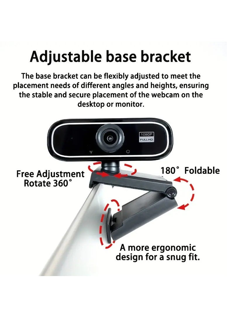 Generic - Q5 Full HD Webcam 1080p /30fps - 2.1MP , Wide-Angle Built-in Dual Noise Reduction Microphone , Plug and Play ,Live Streaming Video Conference Webcam for PC/Laptop/Android TV Box/Android | Black - Image 1
