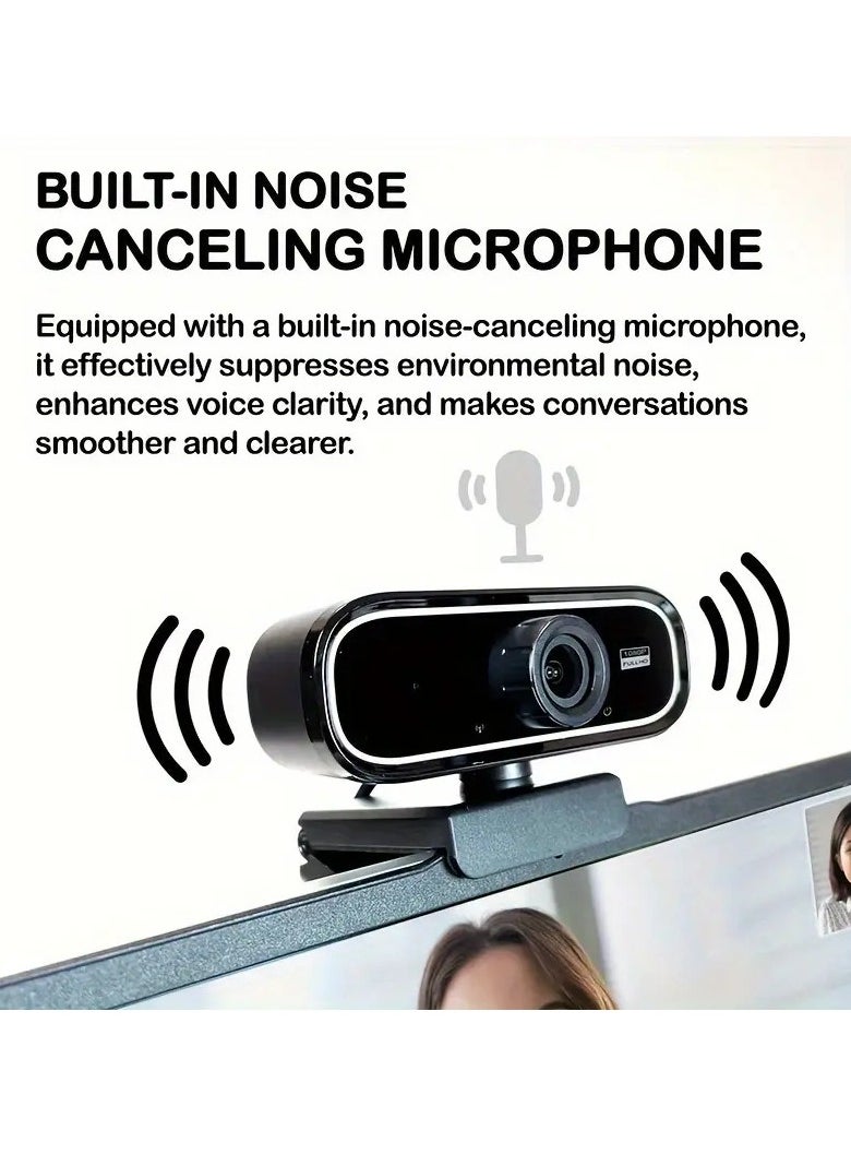 Generic - Q5 Full HD Webcam 1080p /30fps - 2.1MP , Wide-Angle Built-in Dual Noise Reduction Microphone , Plug and Play ,Live Streaming Video Conference Webcam for PC/Laptop/Android TV Box/Android | Black - Image 1