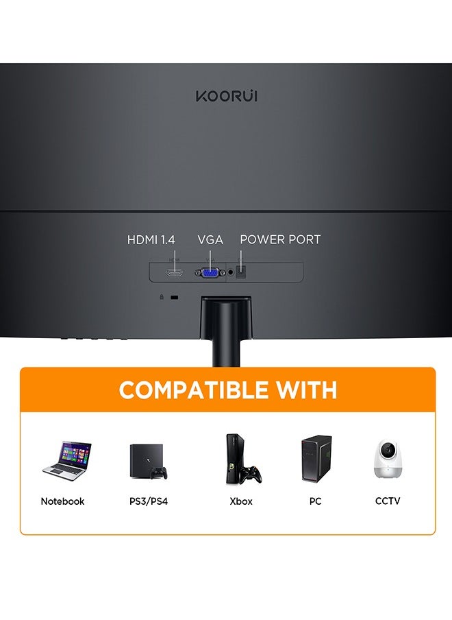 KOORUI - 23.6-Inch Curved Business Monitor – Full HD 1920 x 1080, Refresh Rate (75Hz–HDMI, 60Hz-VGA), sRGB 99% Color Gamut, 3000: 1 Static Contrast, 16.9 Screen Ratio, 16.7m Maximum Color, Tilt Adjustable, HDMI and VGA, Cinema mode, Eye Protection, RTS, FPS | 24N5CA - Image 1
