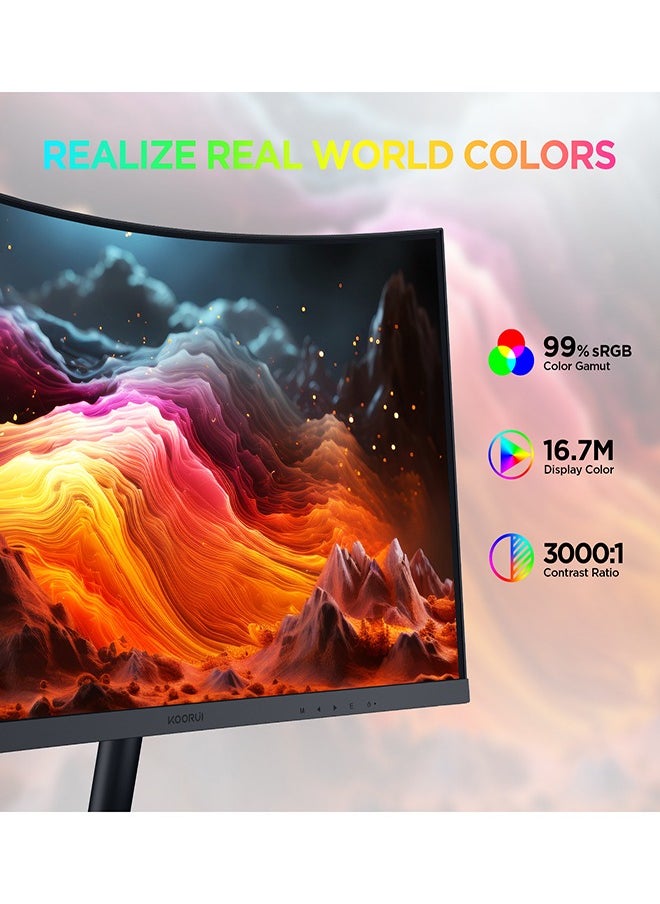 KOORUI - 23.6-Inch Curved Business Monitor – Full HD 1920 x 1080, Refresh Rate (75Hz–HDMI, 60Hz-VGA), sRGB 99% Color Gamut, 3000: 1 Static Contrast, 16.9 Screen Ratio, 16.7m Maximum Color, Tilt Adjustable, HDMI and VGA, Cinema mode, Eye Protection, RTS, FPS | 24N5CA - Image 1