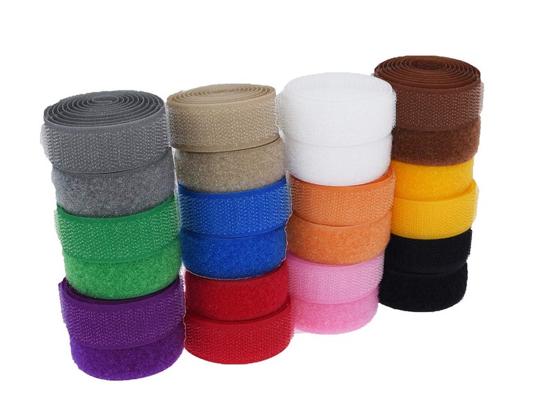 IHKFILAN Filan 12 Colors 24 Yards Sew On Hook and Loop Tape Fastening Nylon Fabric Tape with Non-Adhesive for DIY Craft Interlocking Tape Sewing Fasteners (3/4'' Wide, 1 Yard Hook + 1 Yard Loop) for Each Color - Image 5