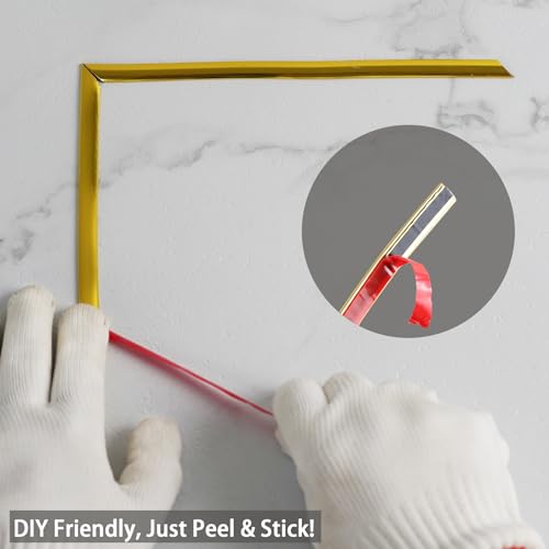Hungbak Peel and Stick Finish Molding Trim for Wall Ceiling Mirror Tile Edge Furniture and Home Decoration Shiny Gold 10m x 1cm - Image 3