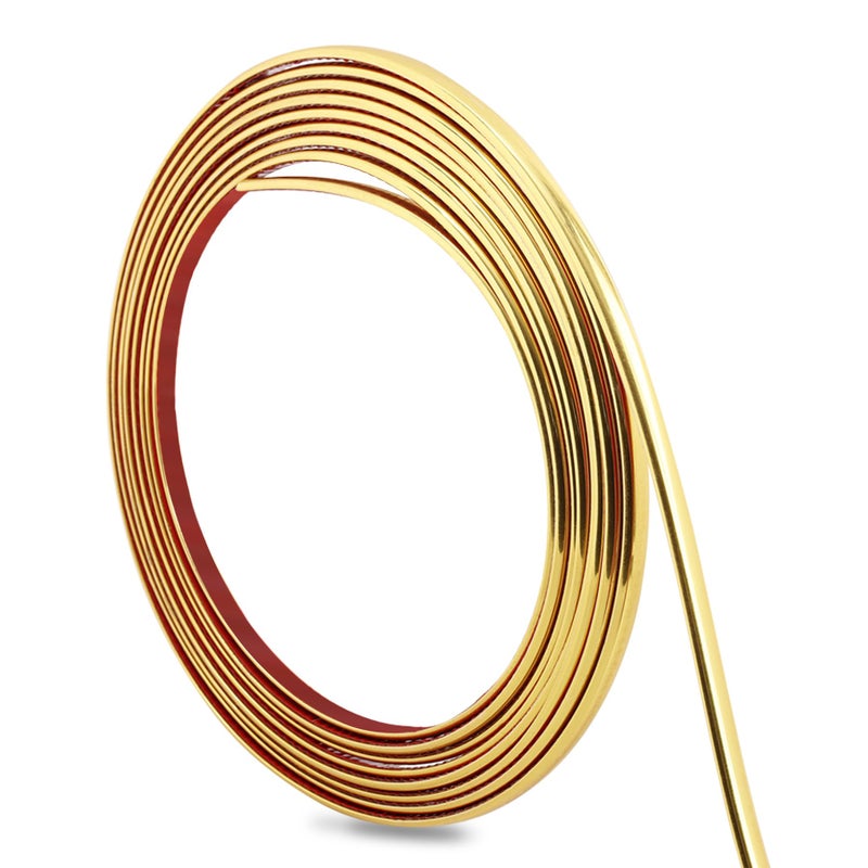 Hungbak Peel and Stick Finish Molding Trim for Wall Ceiling Mirror Tile Edge Furniture and Home Decoration Shiny Gold 10m x 1cm - Image 2