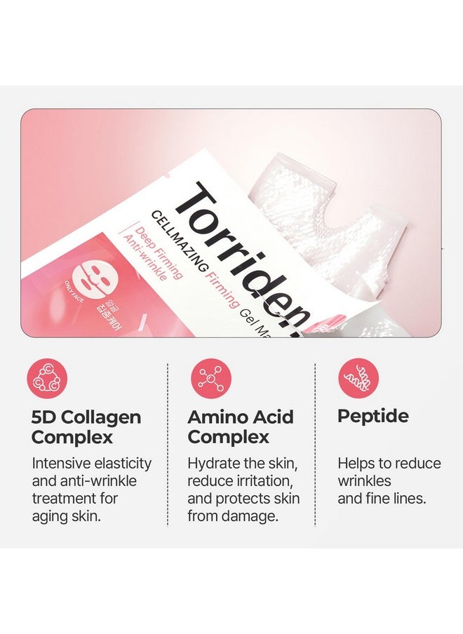 Torriden - Cellmazing Low Molecular Collagen Firming Gel Facial Sheet Mask 4 Sheets Wrinkle Improvement Benefits Minimize Pores & Wrinkles Intense Hydration Cruelty Free - Image 1