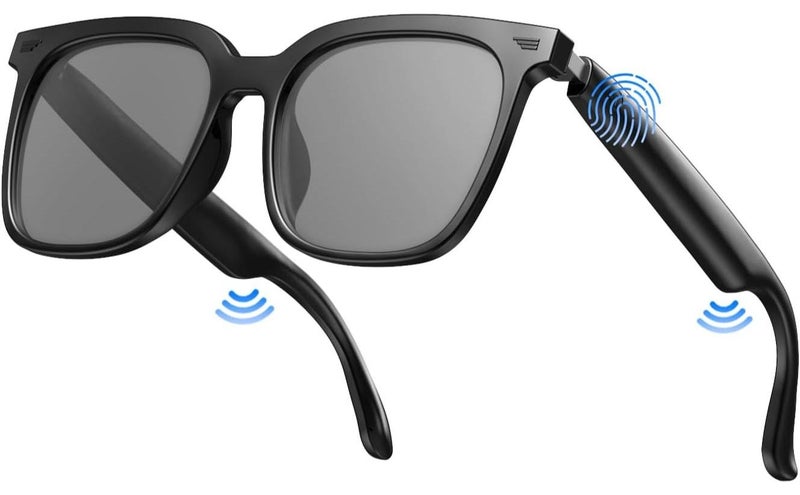 HYUNDAI Smart Glasses, AI Bluetooth Glasses with Speaker, 144 Languages & Accents Real Time Translation, UV Protection AI Glasses with Bluetooth 5.4, Smart Sunglasses for Men & Woman (Noble Black) - Image 1