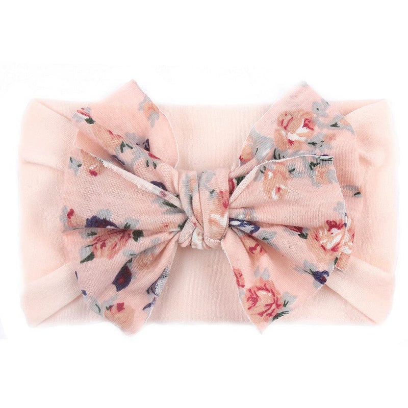Nishine 6 Pack Cute Toddler Baby Girls Elastic Soft Nylon Headwraps Infant Knot Bow Headband Turban Pink Set6pcs - Image 4
