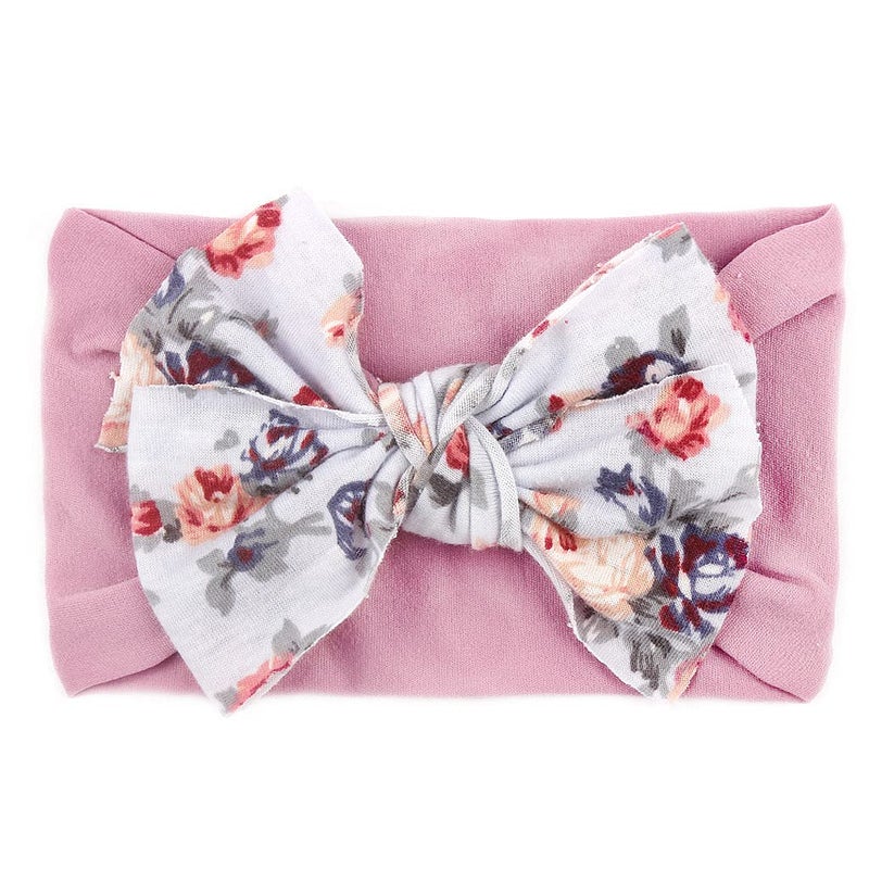 Nishine 6 Pack Cute Toddler Baby Girls Elastic Soft Nylon Headwraps Infant Knot Bow Headband Turban Pink Set6pcs - Image 5