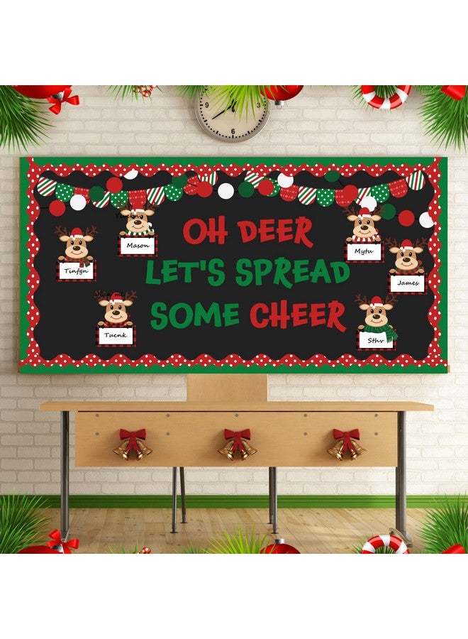 Containlol 64 Pcs Christmas Bulletin Board Set Christmas Elk Classroom Bulletin Board Xmas Elk Paper Cutouts With Boarders For Winter Holiday Party Supplies Chalkboard School Classroom Decor - Image 4