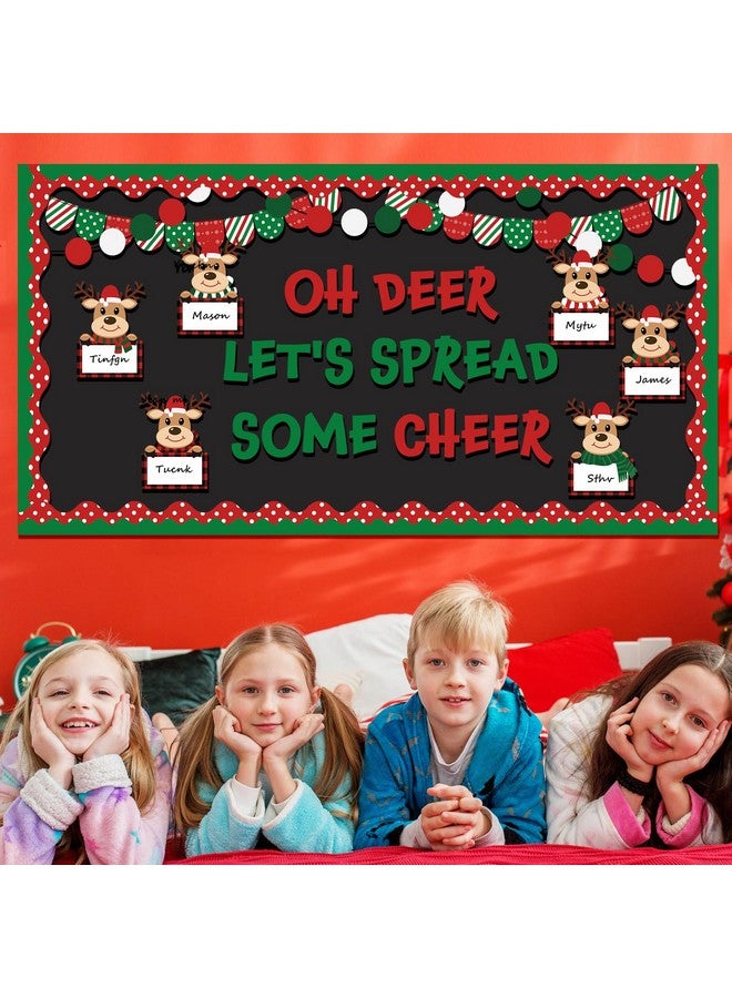 Containlol 64 Pcs Christmas Bulletin Board Set Christmas Elk Classroom Bulletin Board Xmas Elk Paper Cutouts With Boarders For Winter Holiday Party Supplies Chalkboard School Classroom Decor - Image 5