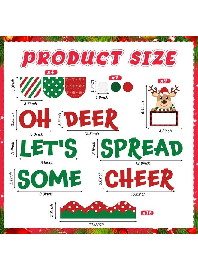 Containlol 64 Pcs Christmas Bulletin Board Set Christmas Elk Classroom Bulletin Board Xmas Elk Paper Cutouts With Boarders For Winter Holiday Party Supplies Chalkboard School Classroom Decor - Image 2