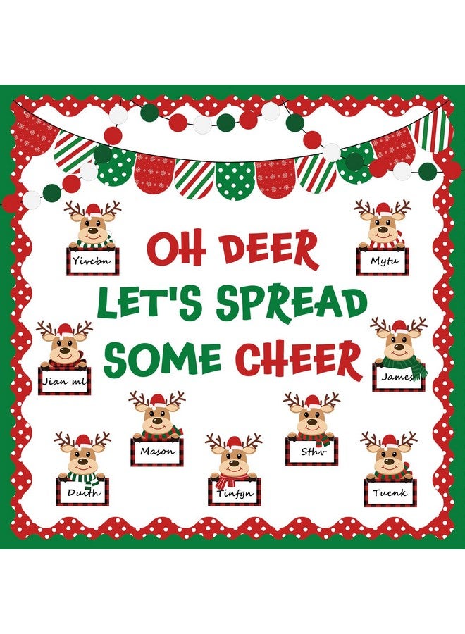 Containlol 64 Pcs Christmas Bulletin Board Set Christmas Elk Classroom Bulletin Board Xmas Elk Paper Cutouts With Boarders For Winter Holiday Party Supplies Chalkboard School Classroom Decor - Image 1