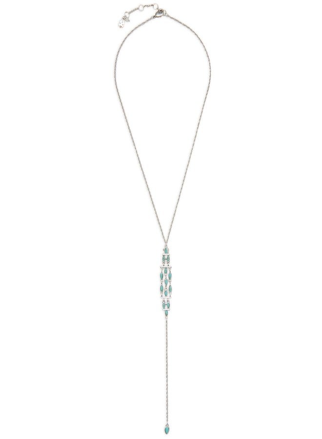 Lucky Brand Turquoise Set Stone Y Necklace, Silver, One Size - Image 2