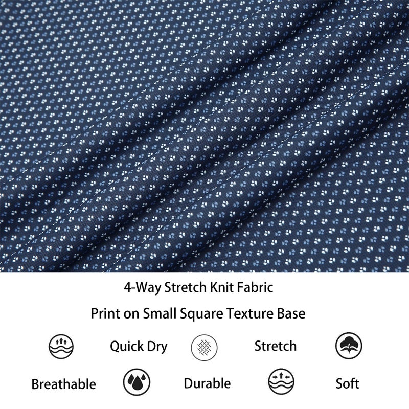 Alex Vando Mens Print Button Down Shirts Breathable Long Sleeve Regular Fit Knit Dress Shirts for Men,Navy Flower,L - Image 5