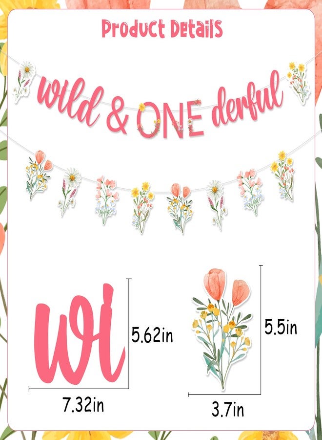 Funmemoir زينة عيد الميلاد الأول للبنات من Funmemoir Wildflower، لافتة زهور برية رائعة، إكليل زهور برية ملون لزهرتنا الصغيرة التي تبلغ عامها الأول، زينة زهور عيد الميلاد الأول - Image 5